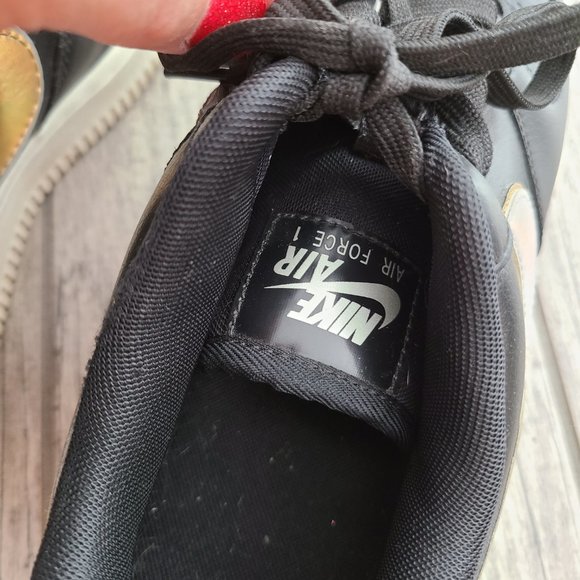 Nike Air Air Force 1 women's sneakers black white and gold size 7 - Picture 12 of 14